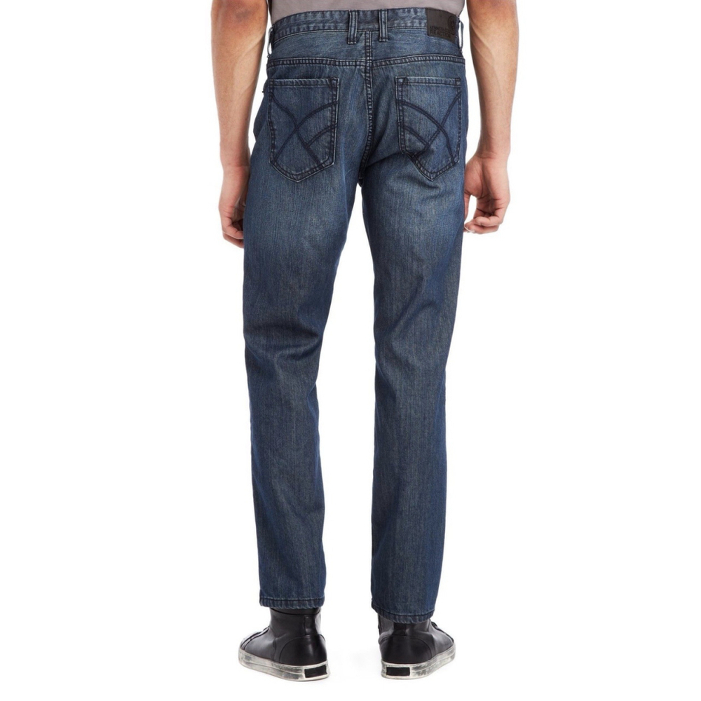 Kenneth Cole Men's Straight Fit Stretch Denim Jeans 36x32 Cotton Distressed
